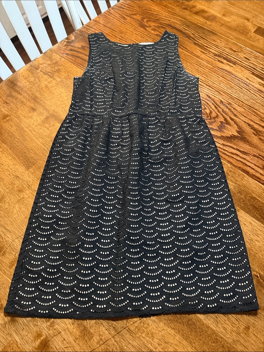 LOFT Black Sleeveless Eyelet Midi Dress